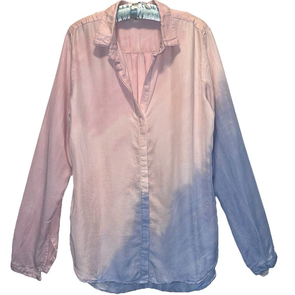 Cloth & Stone Tie-Dye Long Sleeve Button Front Blouse size Large